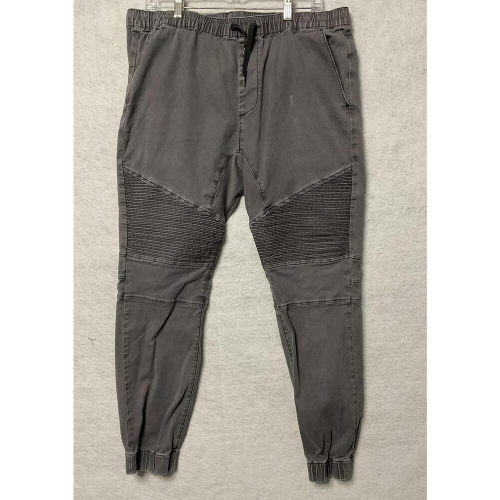 Bullhead Pants Mens XL Gray Skinny Moto Jogger Elastic Waist Cuffed Stretch